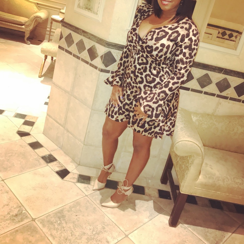 Chic Leopard Print V-Neck Dress